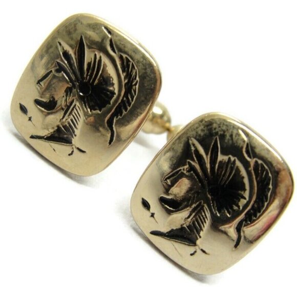 Sarah Coventry Intaglio Style Cufflinks Set Gold Tone Wedding Tux Vintage - Picture 1 of 11